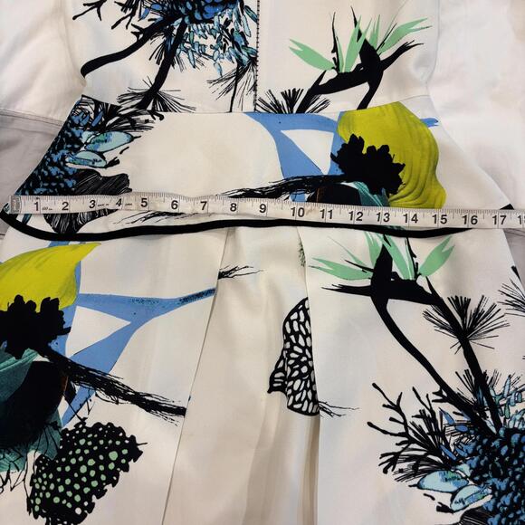 Proenza Schouler Ivory Multicolor Ikebana Print Sleeveless Peplum Dress Size 0 - Picture 7 of 9